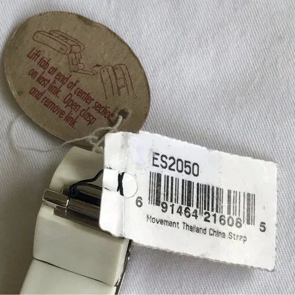 Fossil ES2050 MOP Dial White Ceramic Stainless Steel Link Watch